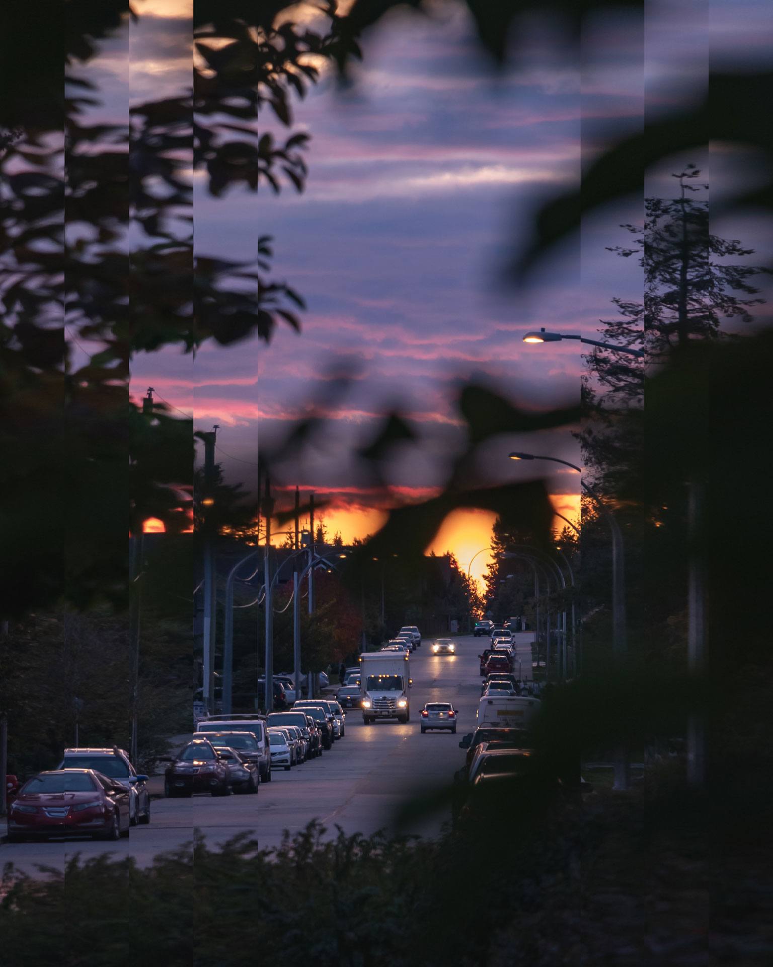 Urban logistics at sunset
